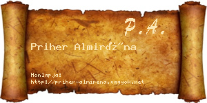 Priher Almiréna névjegykártya